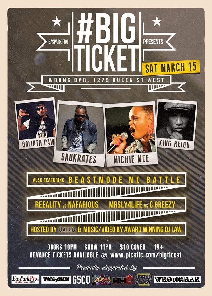 C.A. Confidential Big Ticket Wrong Bar, Toronto, ON Sat Mar 15th!