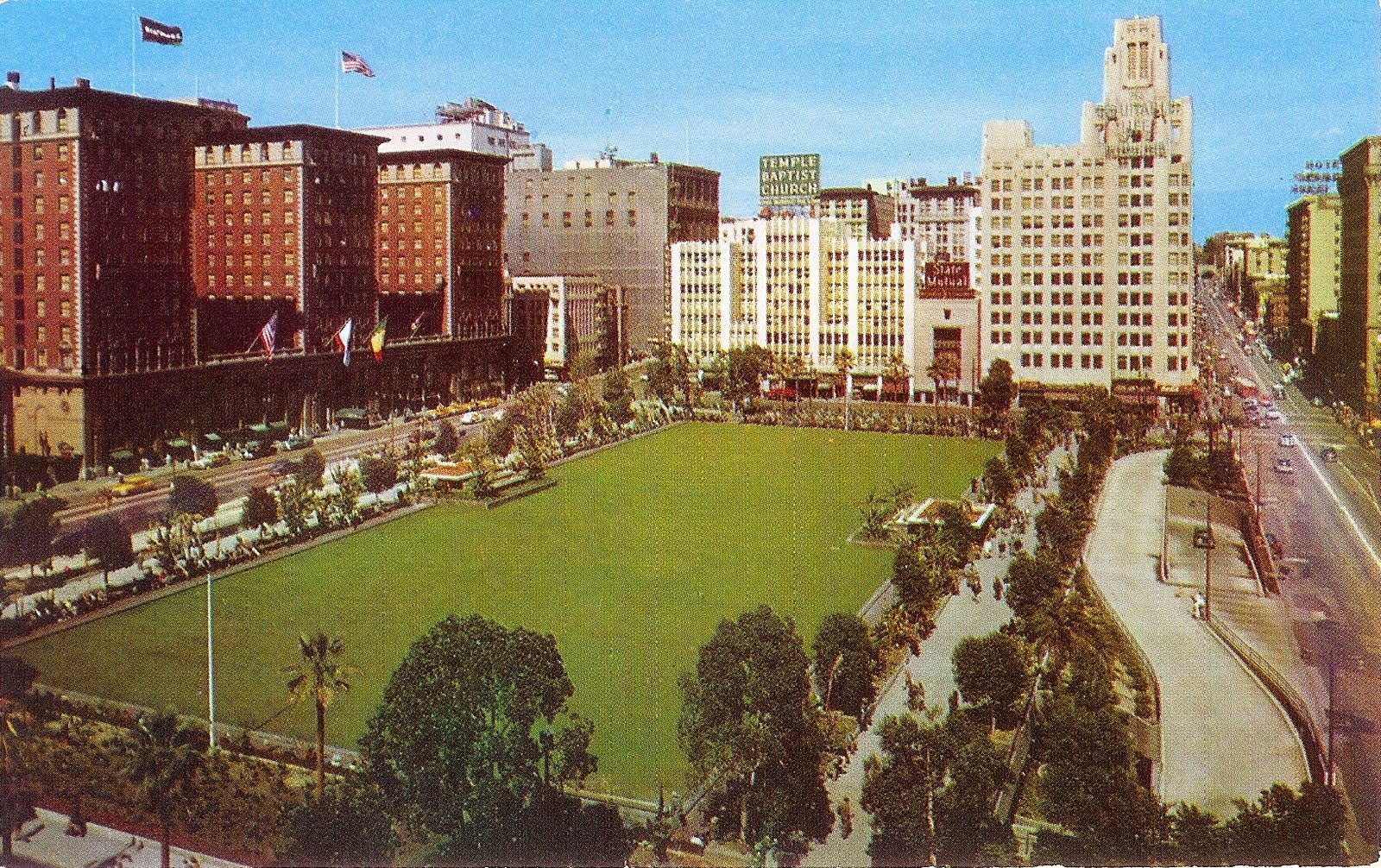 Writerquake Old Postcard WednesdayPershing Square showing Biltmore